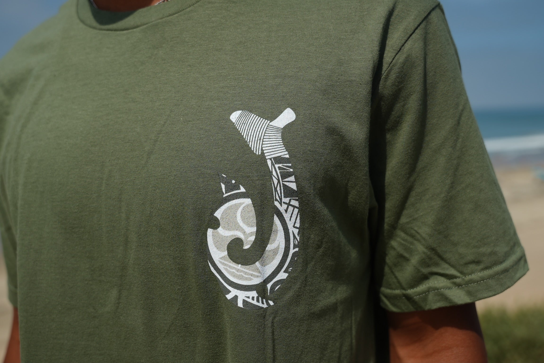 HIC ENJOY THE RIDE Kailua Hook T-Shirt in white, featuring a nautical-inspired graphic design on the front.