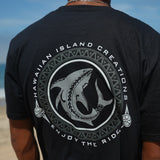 Shark Bite T-Shirt by HIC ENJOY THE RIDE featuring a shark graphic design on a casual cotton t-shirt.