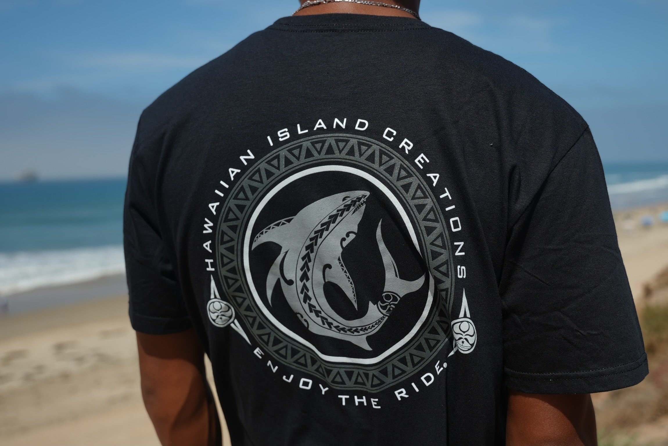 Shark Bite T-Shirt by HIC ENJOY THE RIDE featuring a shark graphic design on a casual cotton t-shirt.