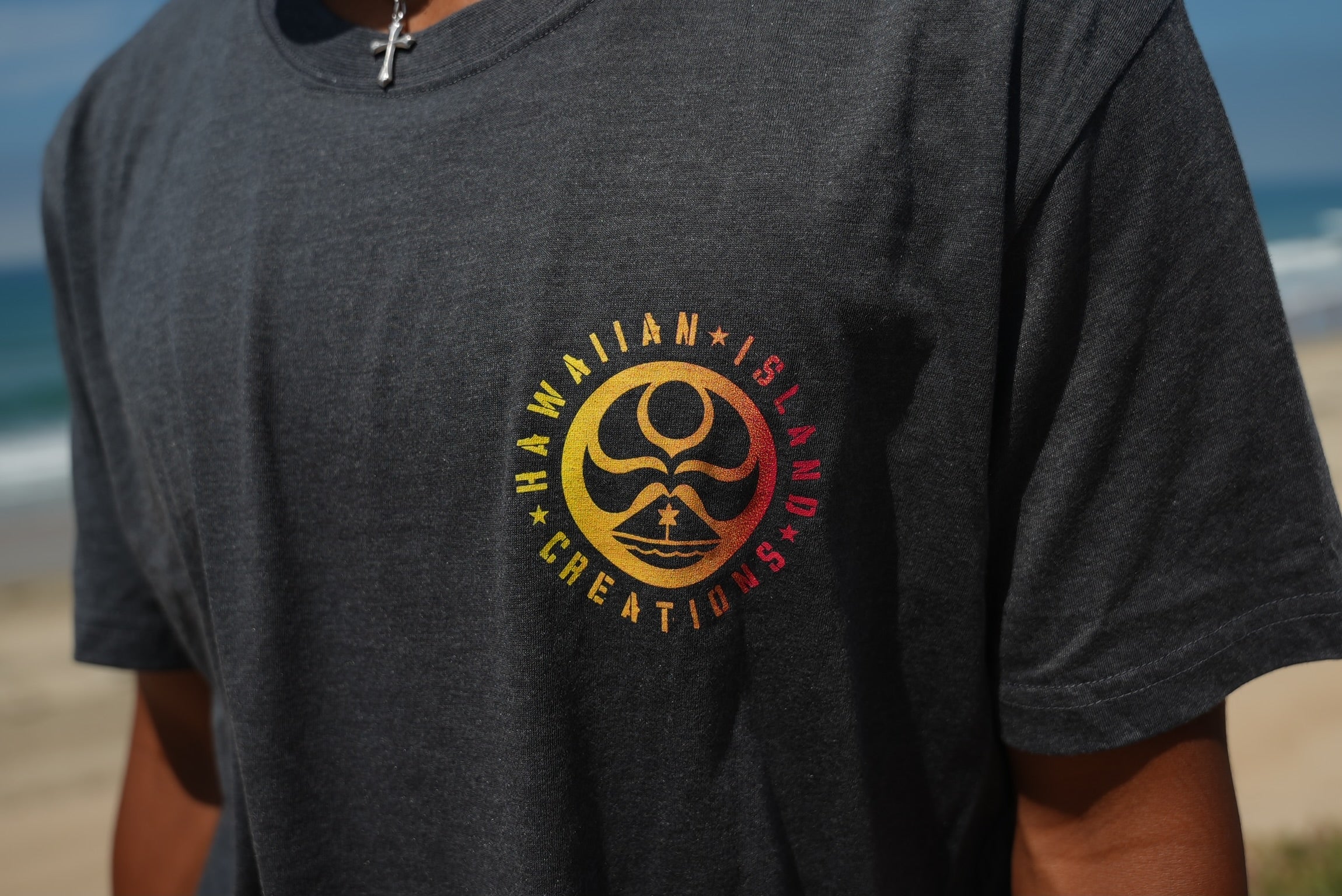 HIC ENJOY THE RIDE Bedrock T-Shirt with graphic design, casual fit, and soft fabric, displayed on a hanger.