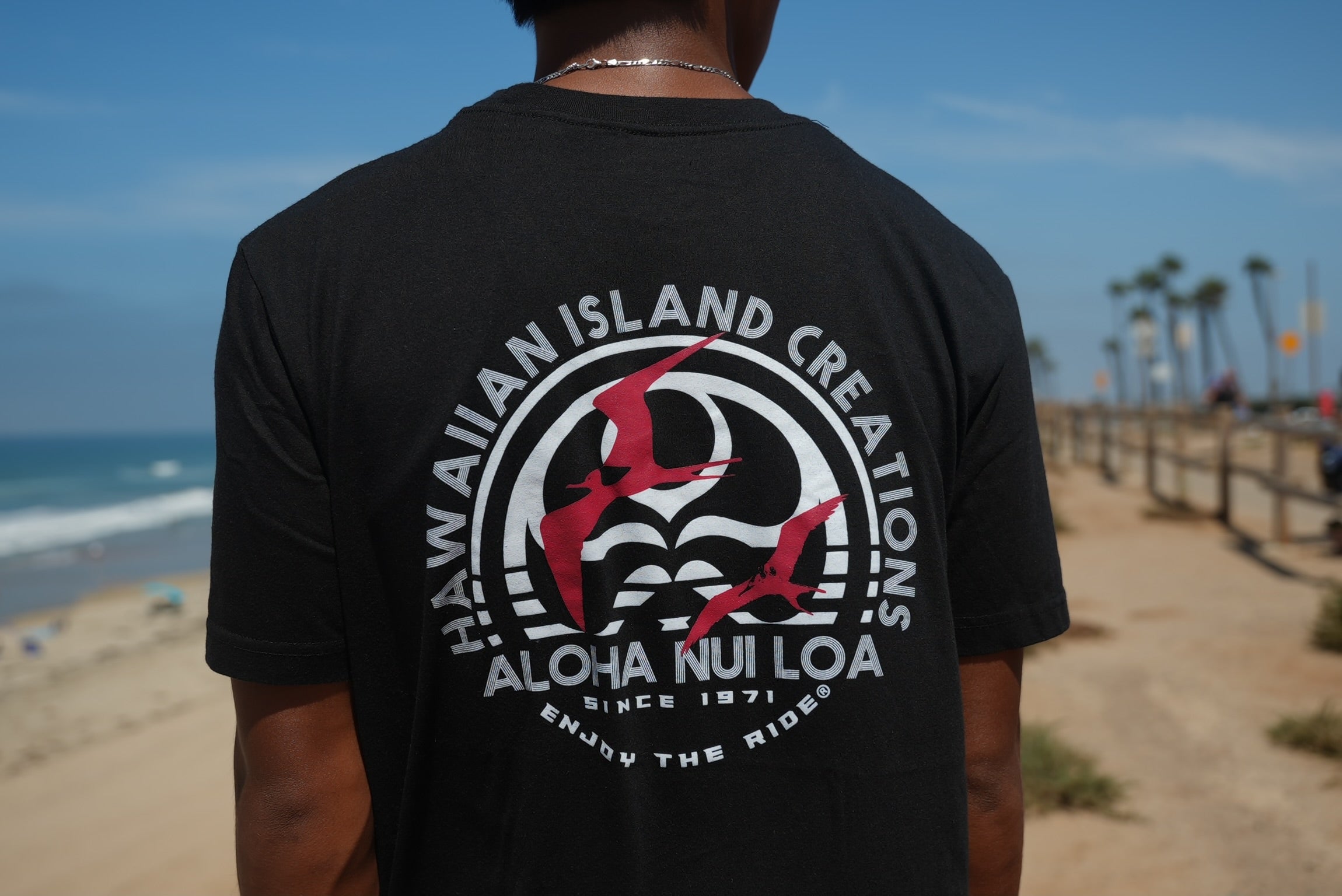 HIC ENJOY THE RIDE IWA Stamp T-Shirt featuring bold graphic design and casual fit, displayed on a plain background.