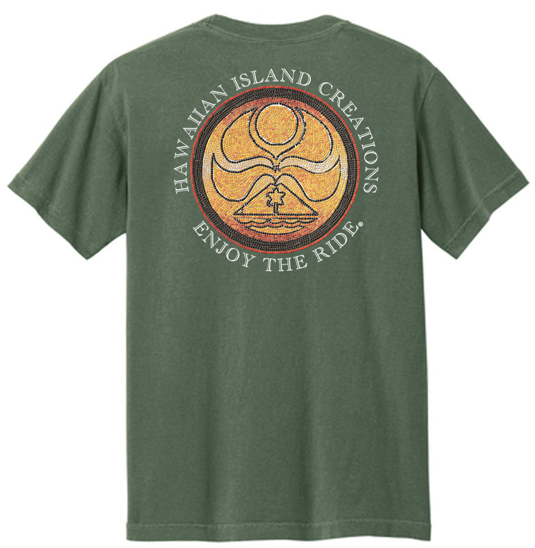 Front view of The Ancient Dot T-Shirt by HIC ENJOY THE RIDE featuring a military-inspired design on soft fabric.