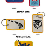 HIC ENJOY THE RIDE 2-sided embroidered keychains displayed in a colorful banner image