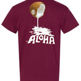 Maroon Coconut Aloha T-Shirt by HIC Enjoy The Ride featuring a coconut graphic on the back.