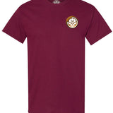 Maroon Coconut Aloha T-Shirt by HIC ENJOY THE RIDE featuring a coconut graphic and casual fit, front view.