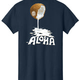 Navy Coconut Aloha T-Shirt by HIC ENJOY THE RIDE showing the back design with coconut graphic and tropical theme