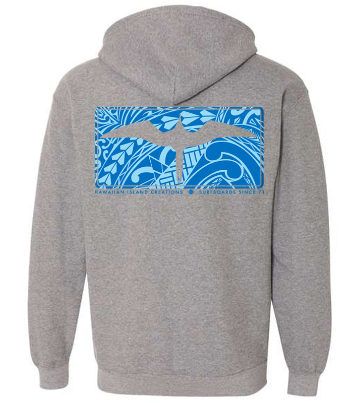 IWA HIC Enjoy the Ride grey heather zip hoodie, back view