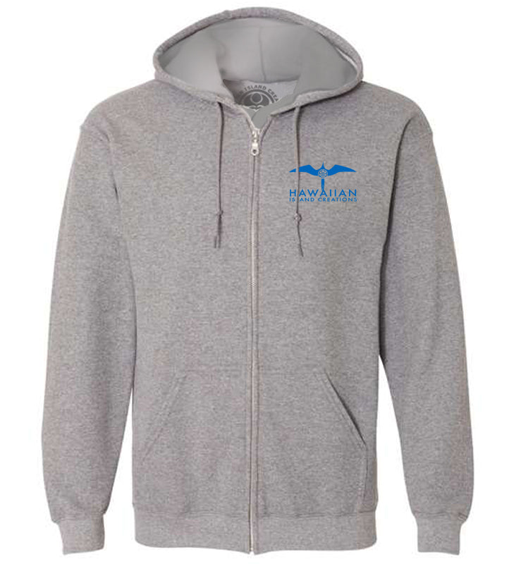 HIC ENJOY THE RIDE IWA grey heather zip hoodie front view