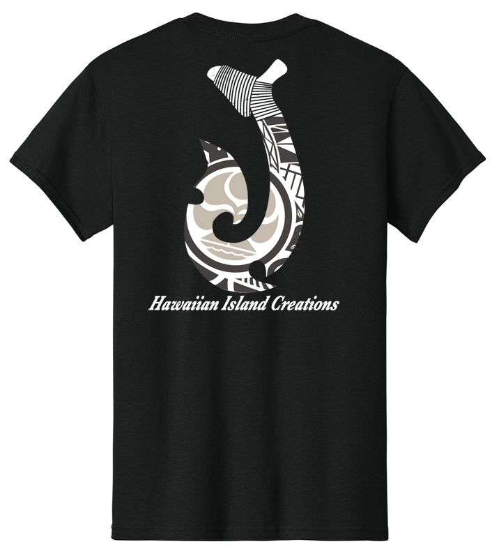 Black Kailua Hook T-Shirt by HIC Enjoy The Ride, showing the back design with Kailua-themed graphic and branding.
