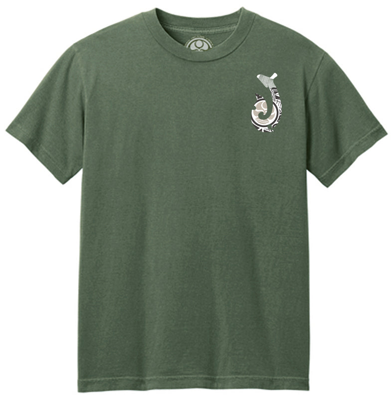 HIC Enjoy the Ride Kailua Hook T-Shirt with a front graphic design featuring a Kailua image in military style.