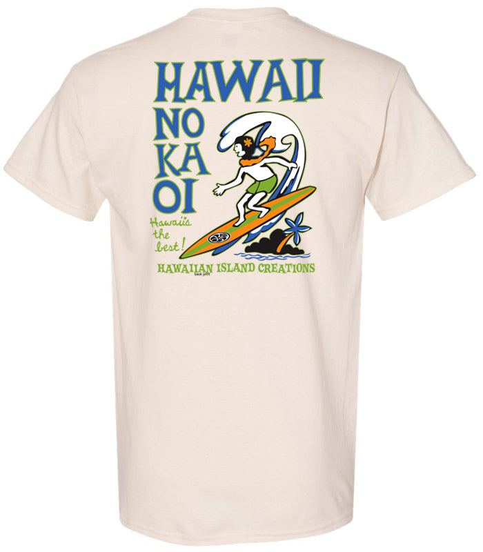 No ka Oi T-Shirt by HIC ENJOY THE RIDE, natural back view showing soft fabric and stylish design.