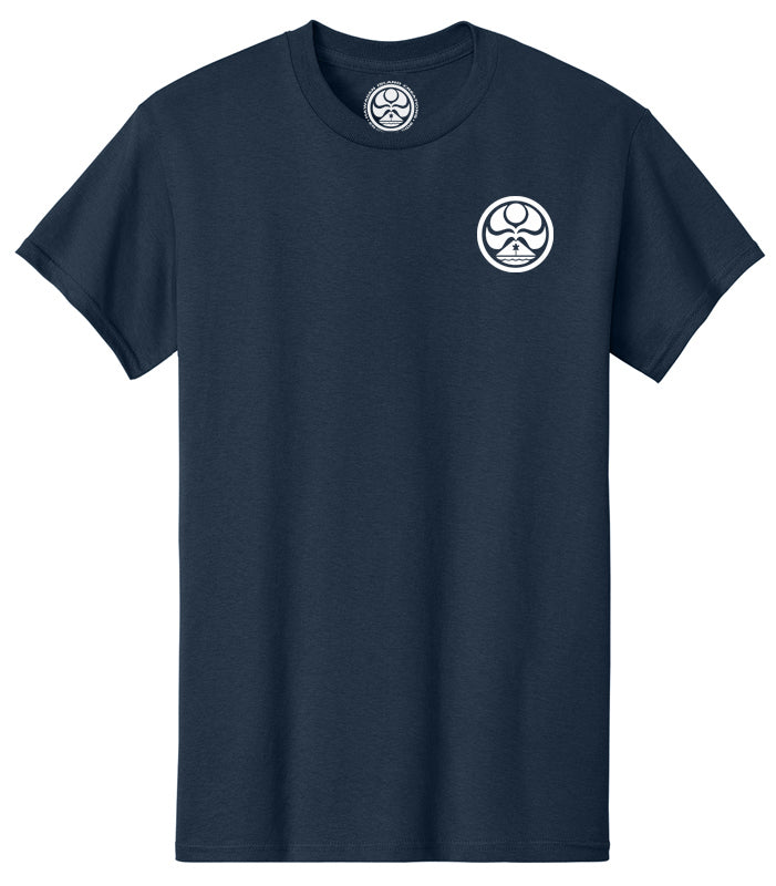 HIC ENJOY THE RIDE Shaka Hawaiian T-Shirt in navy, front view