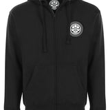 Black Shark Bite Zip Hoodie by HIC ENJOY THE RIDE, front view showcasing shark graphic and zip-up design.