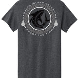 Back view of HIC ENJOY THE RIDE Shark Bite T-Shirt featuring a shark graphic on the back.