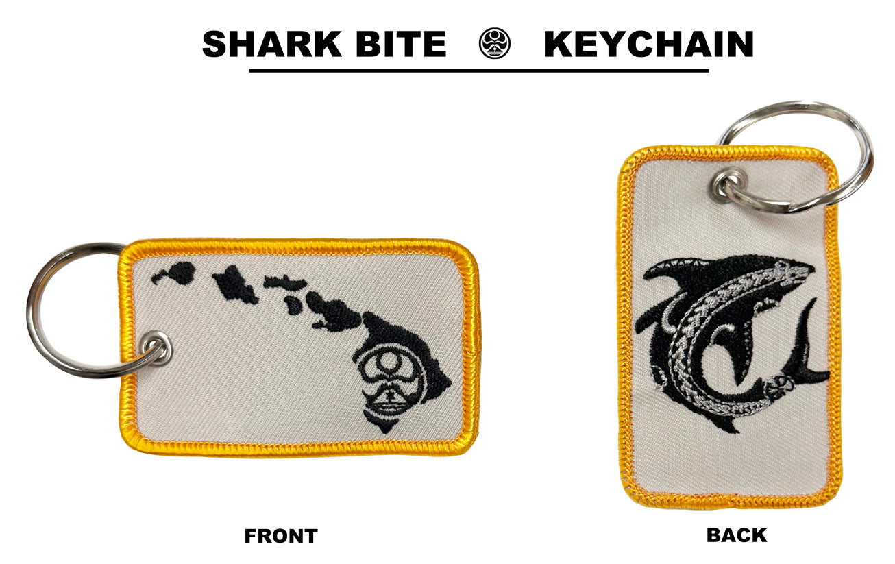 HIC ENJOY THE RIDE 2-sided embroidered Sharkbite keychain‑alt text