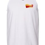 HIC ENJOY THE RIDE Da Uke white tank top, front view with ukulele graphic